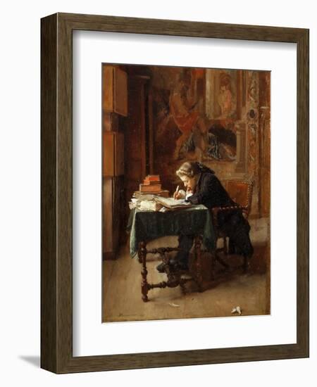 Young Man Writing-Ernest Jean Louis Meissonier-Framed Giclee Print