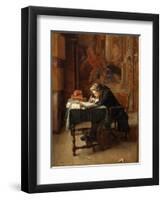 Young Man Writing-Ernest Jean Louis Meissonier-Framed Giclee Print