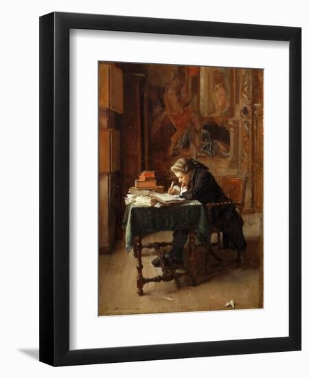 Young Man Writing-Ernest Jean Louis Meissonier-Framed Giclee Print