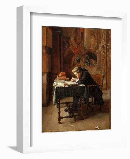 Young Man Writing-Ernest Jean Louis Meissonier-Framed Giclee Print