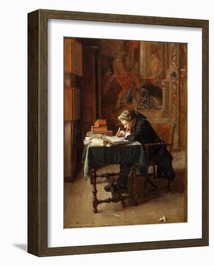 Young Man Writing-Ernest Jean Louis Meissonier-Framed Giclee Print