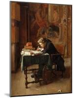 Young Man Writing-Ernest Jean Louis Meissonier-Mounted Giclee Print