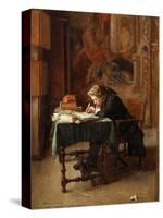 Young Man Writing-Ernest Jean Louis Meissonier-Stretched Canvas