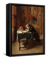 Young Man Writing-Ernest Jean Louis Meissonier-Framed Stretched Canvas