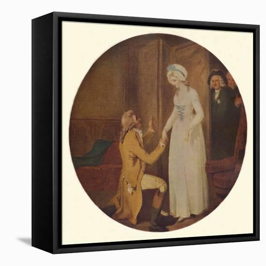 Young Marlow and Miss Hardcastle: A Scene from She Stoops to Conquer by Oliver Goldsmith-Francis Wheatley-Framed Stretched Canvas
