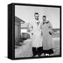 Young Married Couple Pose in their Illinois Yard, Ca. 1956-null-Framed Stretched Canvas