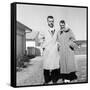 Young Married Couple Pose in their Illinois Yard, Ca. 1956-null-Framed Stretched Canvas