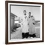 Young Married Couple Pose in their Illinois Yard, Ca. 1956-null-Framed Photographic Print
