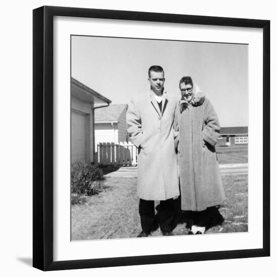 Young Married Couple Pose in their Illinois Yard, Ca. 1956-null-Framed Photographic Print