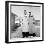 Young Married Couple Pose in their Illinois Yard, Ca. 1956-null-Framed Photographic Print