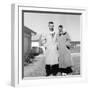 Young Married Couple Pose in their Illinois Yard, Ca. 1956-null-Framed Photographic Print