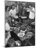 Young Married Couples Enjoying a Backyard Buffet Feast , Featuring Spaghetti-Nina Leen-Mounted Photographic Print