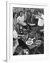 Young Married Couples Enjoying a Backyard Buffet Feast , Featuring Spaghetti-Nina Leen-Framed Photographic Print