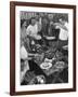 Young Married Couples Enjoying a Backyard Buffet Feast , Featuring Spaghetti-Nina Leen-Framed Photographic Print