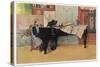 Young Member of the Larson Household Does Her Piano Practice While Papa Paints Her-Carl Larsson:-Stretched Canvas