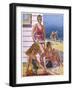 Young Men and Women Smoking and Enjoying Themselves on the Beach-null-Framed Art Print