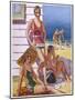 Young Men and Women Smoking and Enjoying Themselves on the Beach-null-Mounted Art Print