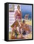 Young Men and Women Smoking and Enjoying Themselves on the Beach-null-Framed Stretched Canvas