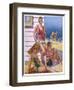 Young Men and Women Smoking and Enjoying Themselves on the Beach-null-Framed Art Print