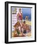 Young Men and Women Smoking and Enjoying Themselves on the Beach-null-Framed Art Print