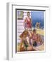 Young Men and Women Smoking and Enjoying Themselves on the Beach-null-Framed Art Print