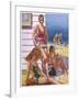 Young Men and Women Smoking and Enjoying Themselves on the Beach-null-Framed Art Print