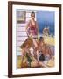 Young Men and Women Smoking and Enjoying Themselves on the Beach-null-Framed Art Print