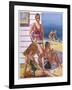 Young Men and Women Smoking and Enjoying Themselves on the Beach-null-Framed Art Print