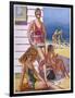 Young Men and Women Smoking and Enjoying Themselves on the Beach-null-Framed Art Print