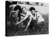 Young Men Change a Tire on an Automobile, Ca. 1918-null-Stretched Canvas