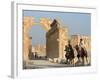 Young Men on Camels, Monumental Arch, Archaelogical Ruins, Palmyra, Syria-Christian Kober-Framed Photographic Print