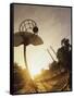 Young Men Playing Basketball-null-Framed Stretched Canvas