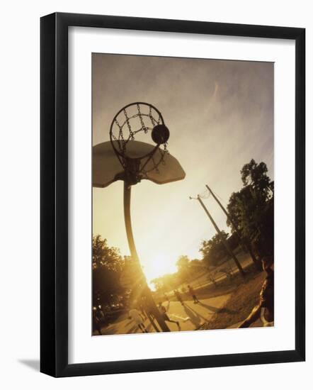 Young Men Playing Basketball-null-Framed Photographic Print