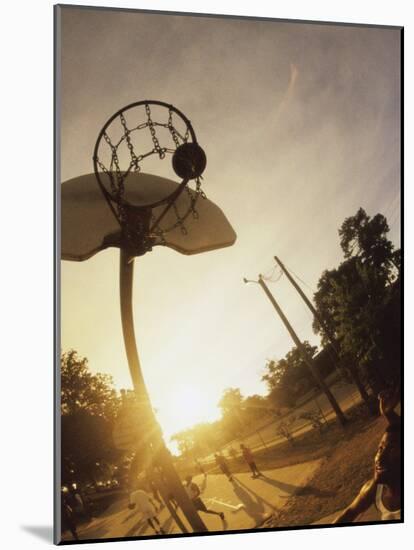 Young Men Playing Basketball-null-Mounted Photographic Print