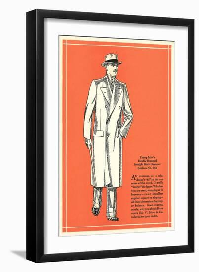 Young Men's Double-Breasted Straight Back Overcoat-null-Framed Art Print