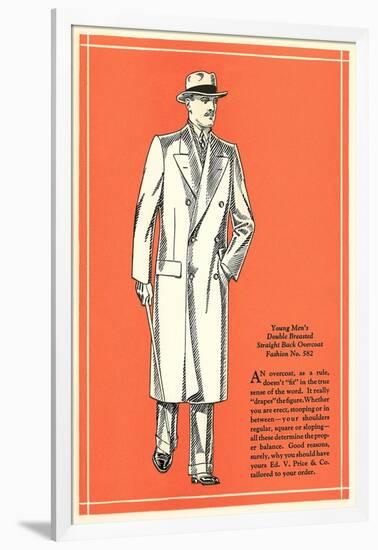 Young Men's Double-Breasted Straight Back Overcoat-null-Framed Art Print