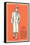 Young Men's Double-Breasted Straight Back Overcoat-null-Framed Stretched Canvas
