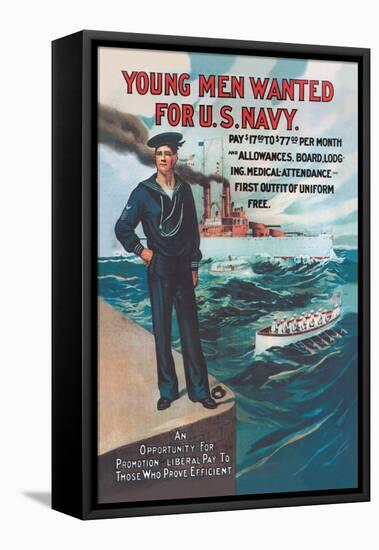 Young Men Wanted for U.S. Navy-null-Framed Stretched Canvas