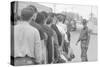 Young men who have been drafted wait in line to be processed into the US Army at Fort Jackson, SC-Warren K. Leffler-Stretched Canvas