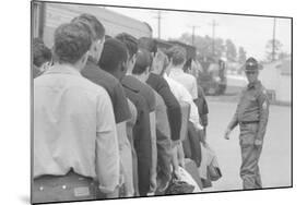 Young men who have been drafted wait in line to be processed into the US Army at Fort Jackson, SC-Warren K. Leffler-Mounted Photographic Print