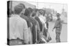 Young men who have been drafted wait in line to be processed into the US Army at Fort Jackson, SC-Warren K. Leffler-Stretched Canvas