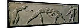 Young Men Wrestling, from a Statue Base Found in the Dipylon Cemetery, Athens, c.510 BC-Greek-Mounted Giclee Print