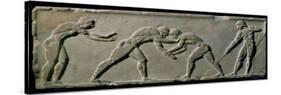 Young Men Wrestling, from a Statue Base Found in the Dipylon Cemetery, Athens, c.510 BC-Greek-Stretched Canvas