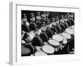 Young Military Cadet Drummers in May Day Parade-Howard Sochurek-Framed Photographic Print