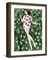 Young Model Biddy Lampard in the Grass Wearing a Short Dress (With Daisies) Inspired by Courreges-null-Framed Photo