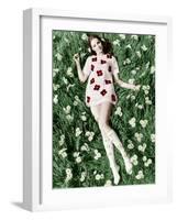 Young Model Biddy Lampard in the Grass Wearing a Short Dress (With Daisies) Inspired by Courreges-null-Framed Photo