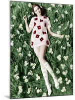 Young Model Biddy Lampard in the Grass Wearing a Short Dress (With Daisies) Inspired by Courreges-null-Mounted Photo