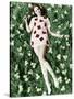 Young Model Biddy Lampard in the Grass Wearing a Short Dress (With Daisies) Inspired by Courreges-null-Stretched Canvas