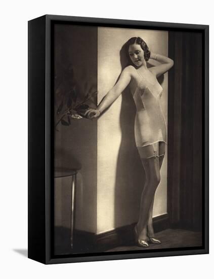 Young Model in Silky Underwear 1935-null-Framed Stretched Canvas