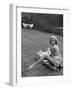 Young Model Wearing a Short, Striped Nightgown with Bottoms Attached Underneath-Nina Leen-Framed Photographic Print